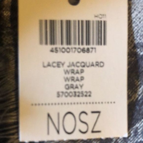 Chico’s Lacey jacquard wrap scarf gray one size fringe edge NWT - Picture 12 of 12